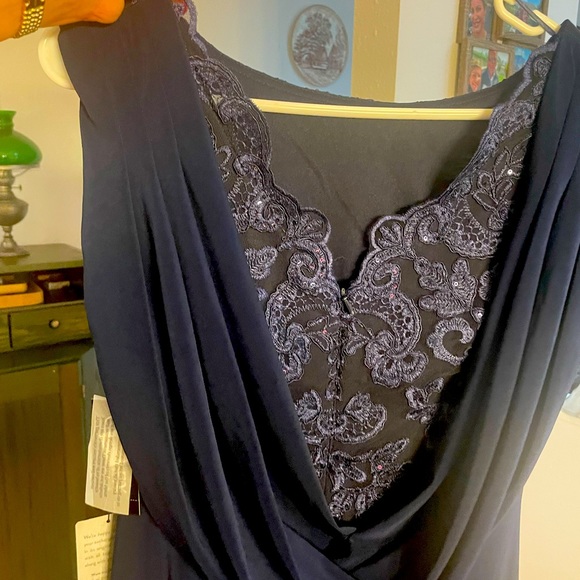 Alex Evenings Sequin Floral Bodice Cowl Back Gown in Navy at Nordstrom, Size 10 - Picture 2 of 5